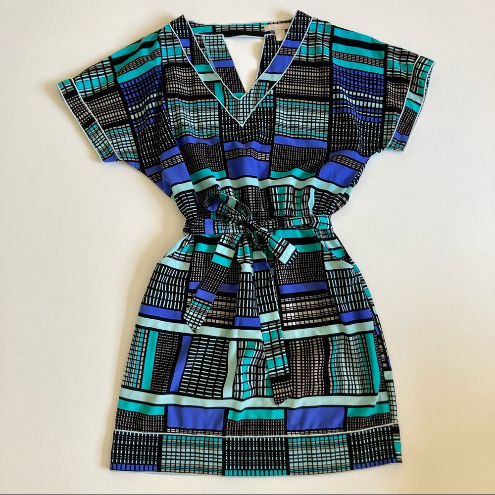 Banana Republic Geometric V Neck Dress Blue Size 8